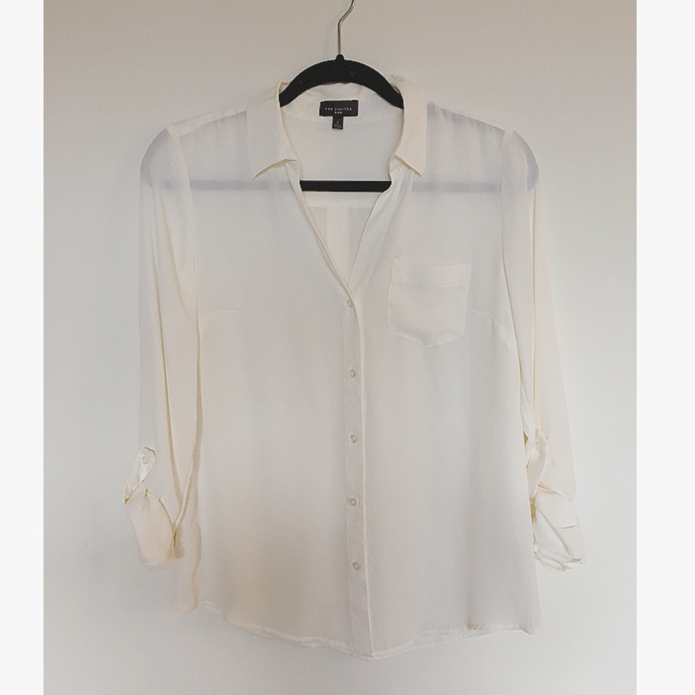 The LIMITED chiffon creme long sleeve blouse